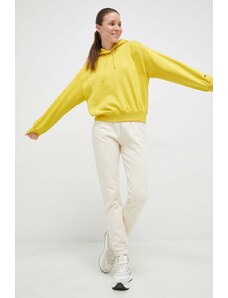 Champion bluza femei, culoarea galben, cu glugă, neted