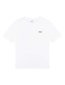 BOSS tricou de bumbac pentru copii culoarea alb, neted