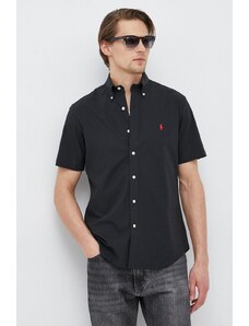 Polo Ralph Lauren cămașă bărbați, culoarea negru, cu guler button-down, regular 710867700