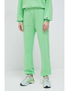Champion pantaloni de trening culoarea verde, neted