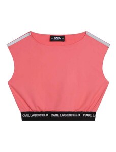 Karl Lagerfeld bluza copii culoarea roz, neted