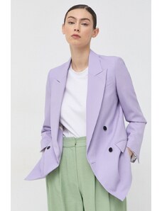 Karl Lagerfeld sacou din lana culoarea violet, cu doua randuri de nasturi, neted