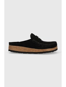 Birkenstock papuci din piele NAPLES barbati, culoarea negru, 1024880