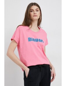 Blauer tricou din bumbac culoarea roz