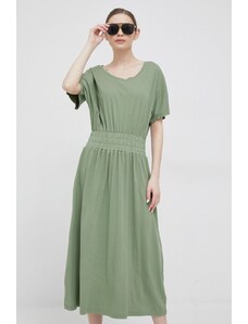Deha rochie din bumbac culoarea verde, maxi, evazati