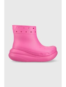 Crocs cizme Classic Crush Rain Boot femei, culoarea roz, 207946 207946.6UB-6UB