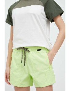 Wrangler pantaloni scurti ATG femei, culoarea verde, neted, high waist