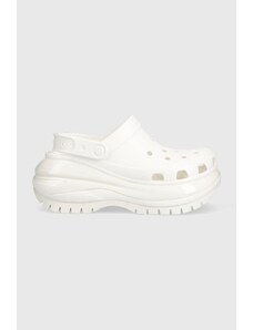 Crocs papuci Classic Mega Crush Clog femei, culoarea alb, cu platformă 206867