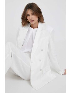 Polo Ralph Lauren sacou de in culoarea alb, cu doua randuri de nasturi, neted
