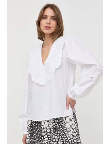 Twinset bluza din bumbac femei, culoarea alb