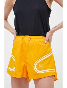 adidas by Stella McCartney pantaloni scurți de alergare TruePace culoarea portocaliu, cu imprimeu, high waist