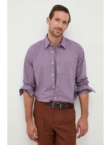 BOSS camasa din bumbac BOSS ORANGE barbati, culoarea violet, cu guler clasic, regular