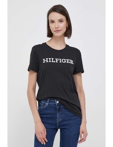 Tommy Hilfiger tricou din bumbac culoarea negru