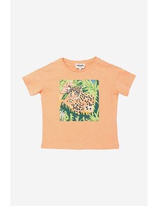 Kenzo Kids tricou de bumbac pentru copii Short Sleeves Tee-Shirt culoarea portocaliu