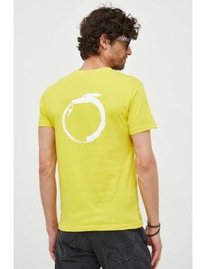 Trussardi tricou din bumbac culoarea galben, cu imprimeu