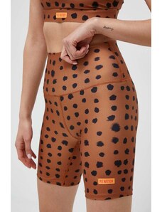 P.E Nation pantaloni scurți de antrenament Monterosa culoarea maro, modelator, high waist