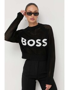 BOSS pulover femei, culoarea negru, light