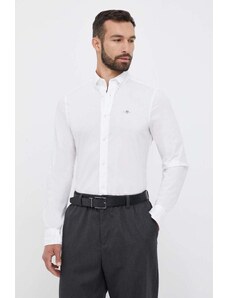 Gant camasa din bumbac barbati, culoarea alb, cu guler button-down, slim