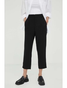 Drykorn pantaloni din in culoarea negru, fason tigareta, high waist