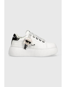Karl Lagerfeld sneakers din piele KREEPER LO culoarea alb, KL42376N