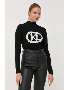 Karl Lagerfeld pulover femei, culoarea negru, light, cu turtleneck