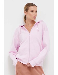 adidas Originals bluza femei, culoarea roz, cu glugă, neted