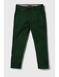 Tommy Hilfiger pantaloni copii culoarea verde, neted