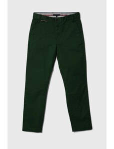 Tommy Hilfiger pantaloni copii culoarea verde, neted