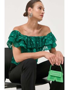 Custommade bluza femei, culoarea verde, in modele florale