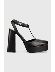 Karl Lagerfeld Jeans pantofi de piele SOIREE PLATFORM KLJ culoarea negru, cu toc drept, cu toc deschis, KLJ93111