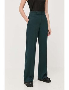Ivy Oak pantaloni Penina femei, culoarea verde, drept, high waist
