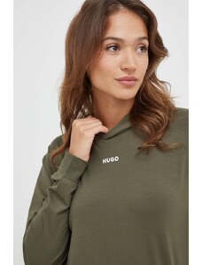 HUGO bluză lounge culoarea verde, cu glugă, uni 50490594