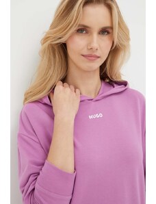 HUGO bluză lounge culoarea violet, cu glugă, uni 50490594