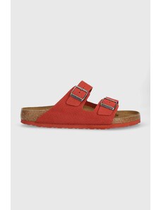 Birkenstock papuci din piele Arizona Corduroy barbati, culoarea rosu, 1026145