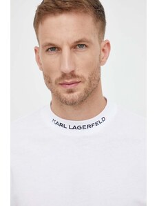 Karl Lagerfeld tricou din bumbac culoarea alb, cu imprimeu