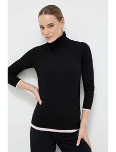 Silvian Heach pulover femei, culoarea negru, light, cu guler