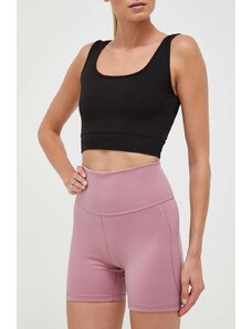 adidas Performance pantaloni scurți de yoga Studio culoarea roz, neted, high waist