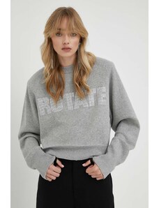 Rotate pulover din amestec de casmir culoarea gri