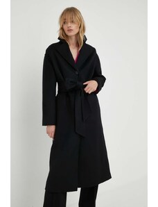 Liviana Conti palton de lana culoarea negru, de tranzitie, oversize
