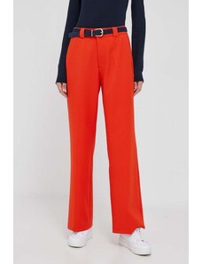 Rich & Royal pantaloni femei, culoarea portocaliu, drept, high waist