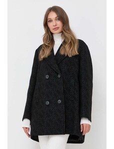 Pinko palton de lana culoarea negru, de tranzitie, cu doua randuri de nasturi