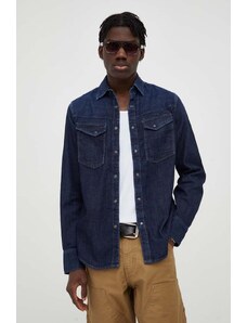 G-Star Raw camasa jeans barbati, culoarea albastru marin, cu guler clasic, slim