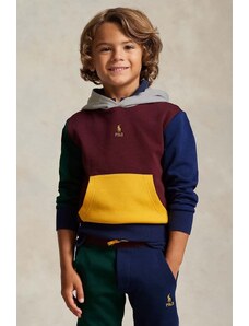 Polo Ralph Lauren bluza copii culoarea bordo, cu glugă, neted