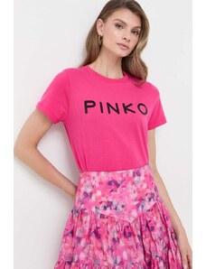 Pinko tricou din bumbac culoarea roz