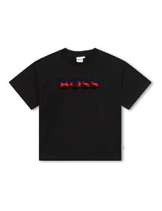 BOSS tricou de bumbac pentru copii culoarea negru, cu imprimeu