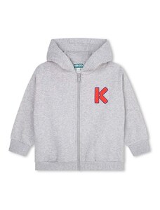 Kenzo Kids bluza copii culoarea gri, cu glugă, cu imprimeu