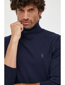 Polo Ralph Lauren pulover de lana barbati, culoarea albastru marin, light, cu guler