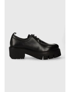 Patrizia Pepe pantofi de piele femei, culoarea negru, cu toc plat, 8Z0090 L011 K103