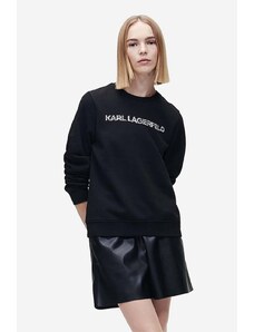 Karl Lagerfeld bluza Elongated Logo Zebra Sweat femei, culoarea negru, cu imprimeu