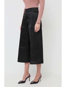 Twinset pantaloni femei, culoarea negru, fason culottes, high waist
